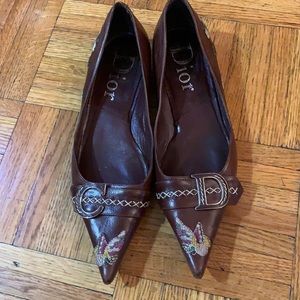 Dior Brown Flower Embroidery Escarpin9 Butterfly